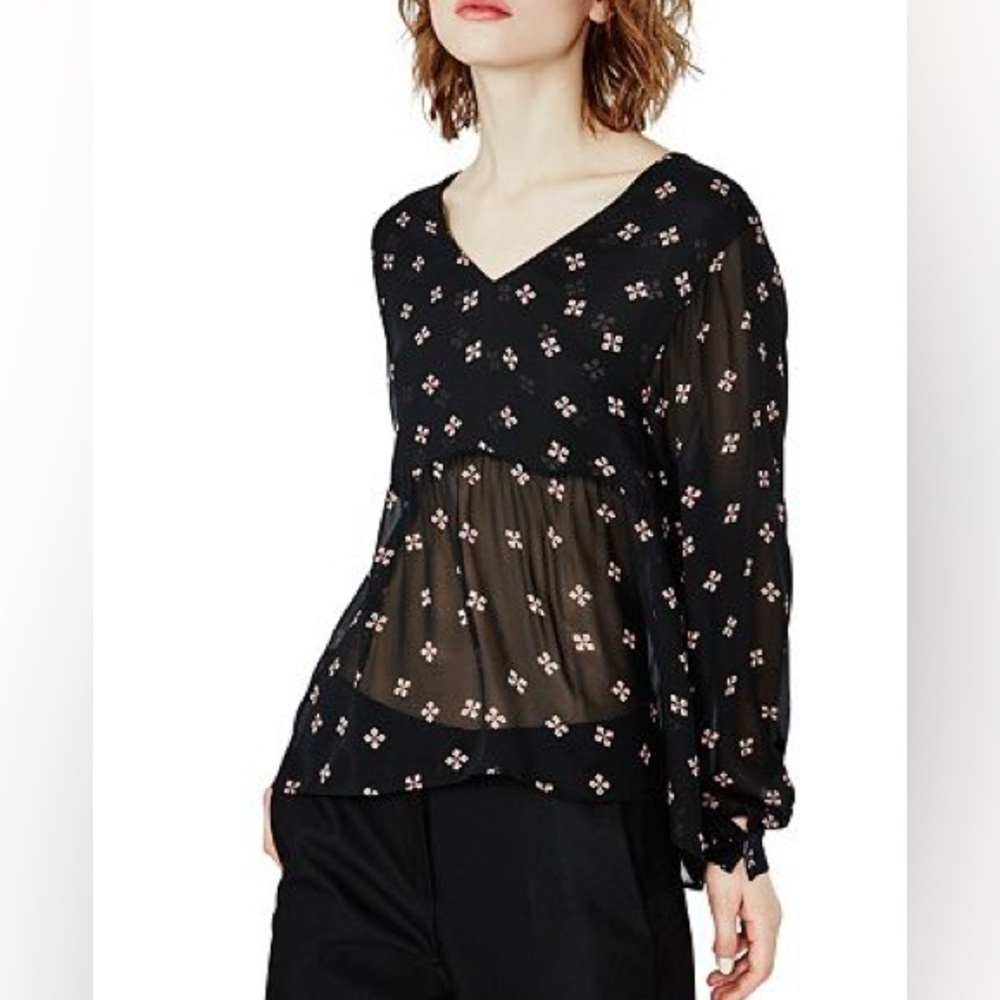 Maje Leona Foulard Print Blouse in Black